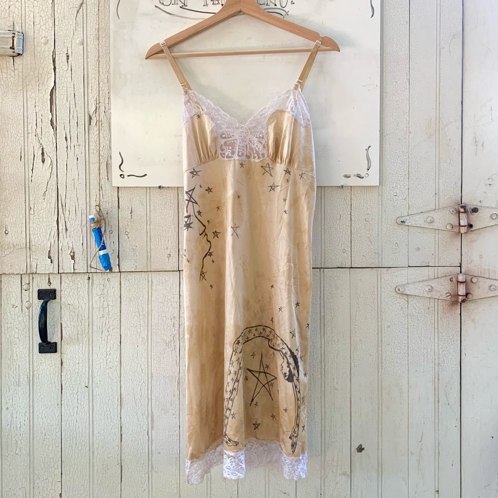 Sold Starry Night naturally dyed vintage slip size Small